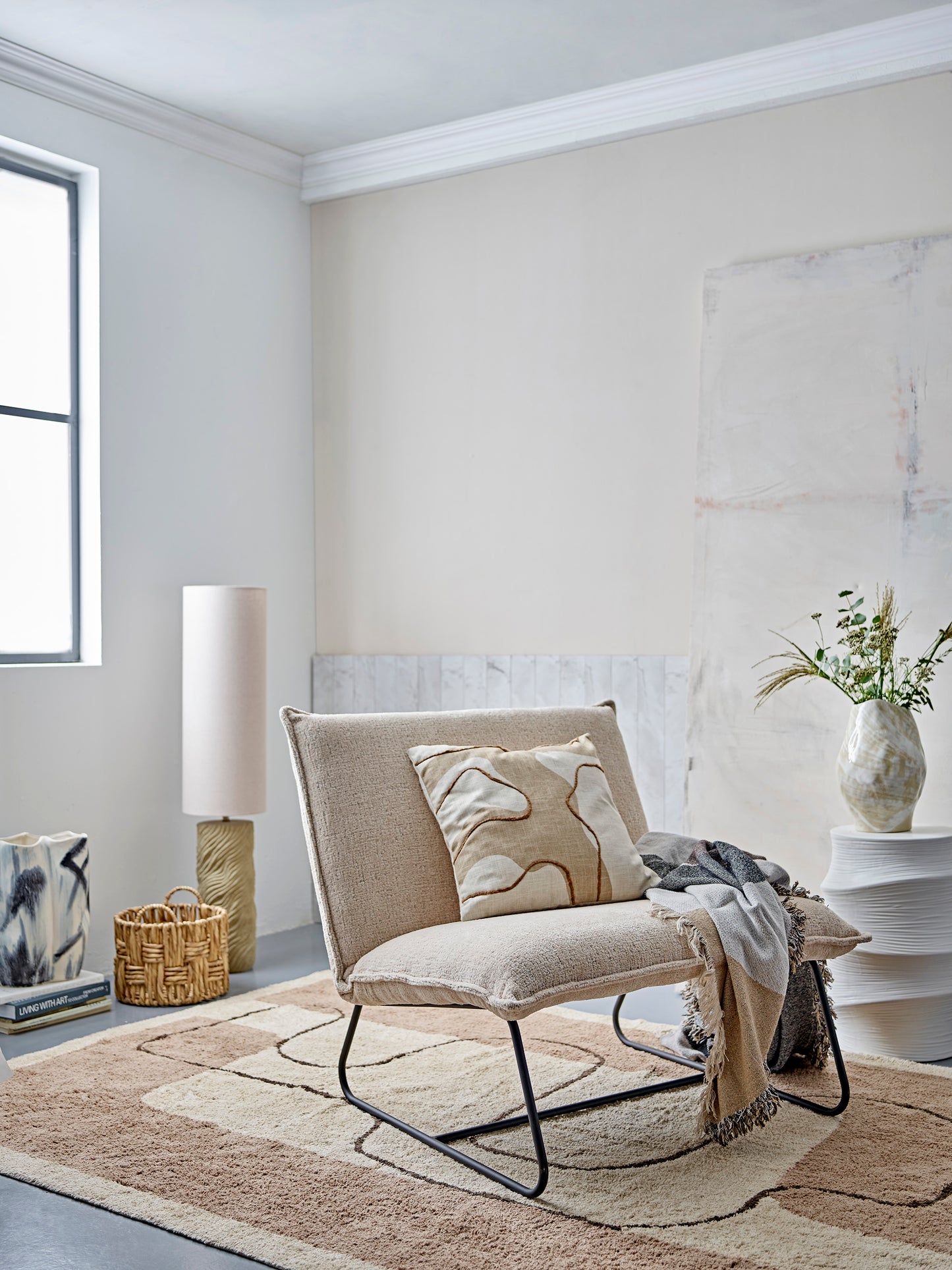 Svala gulvlampe, beige, Stengods