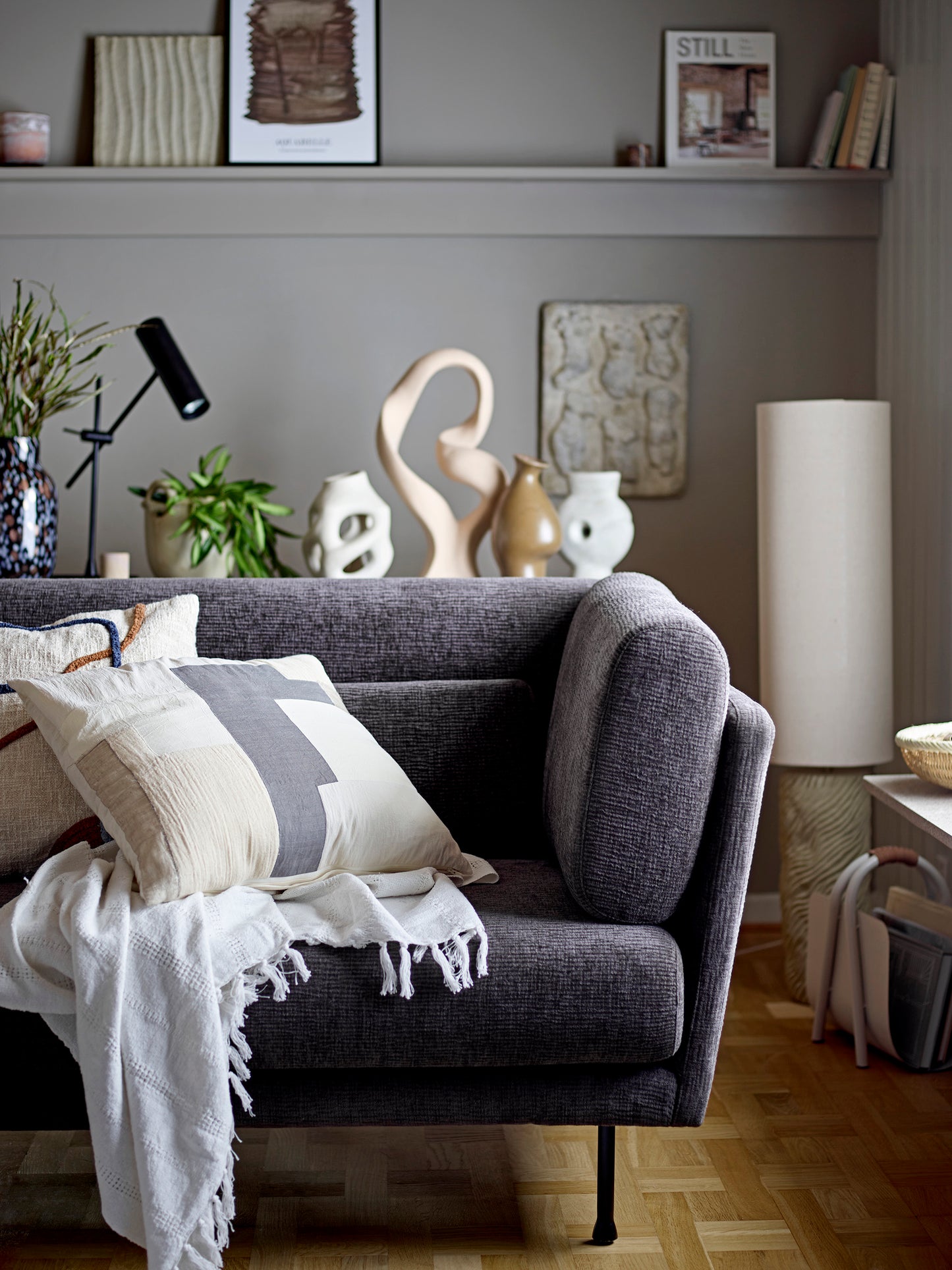 Svala gulvlampe, beige, Stengods