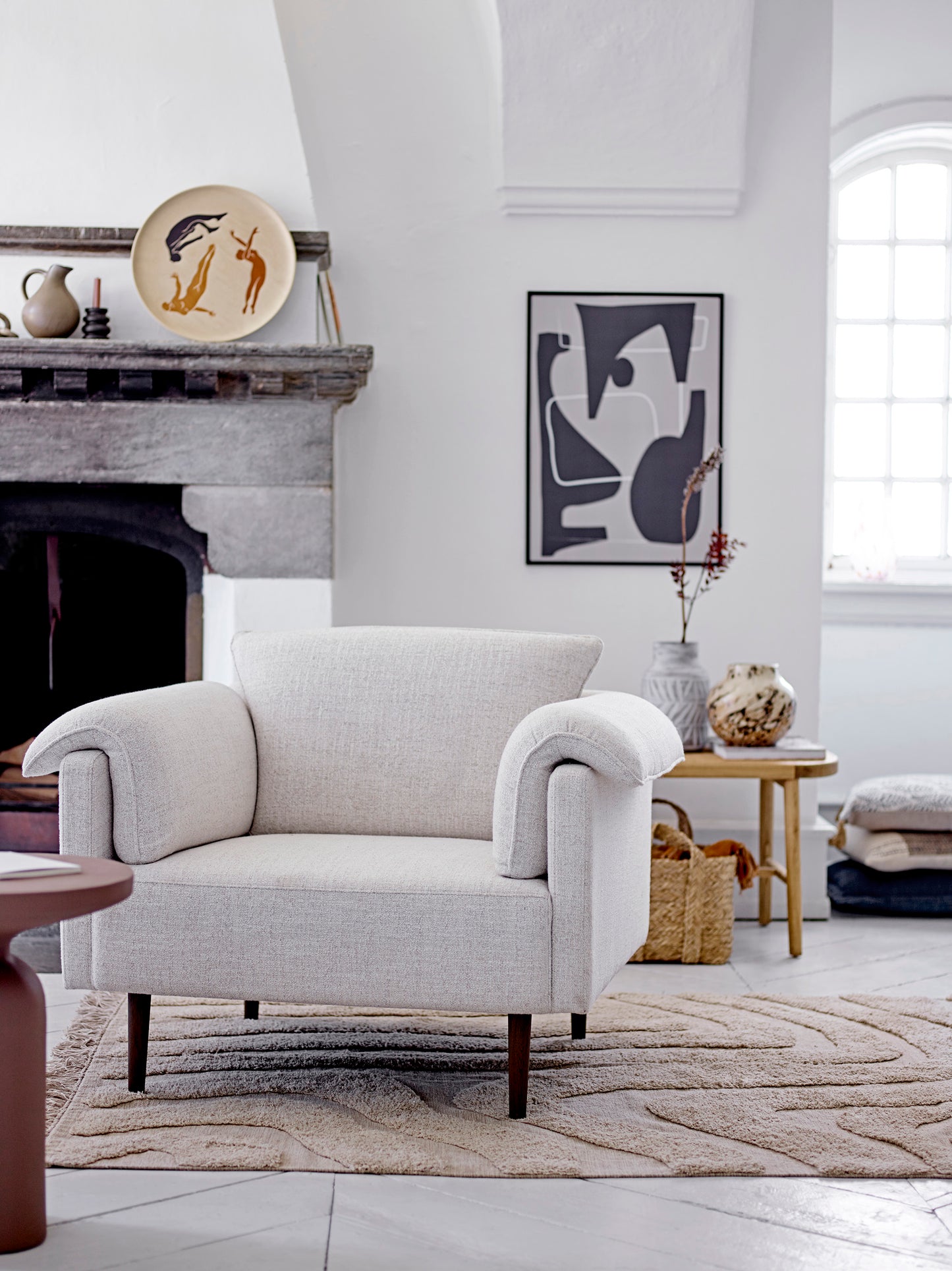 Cheshire Lounge Stol i Naturhvit Tekstil