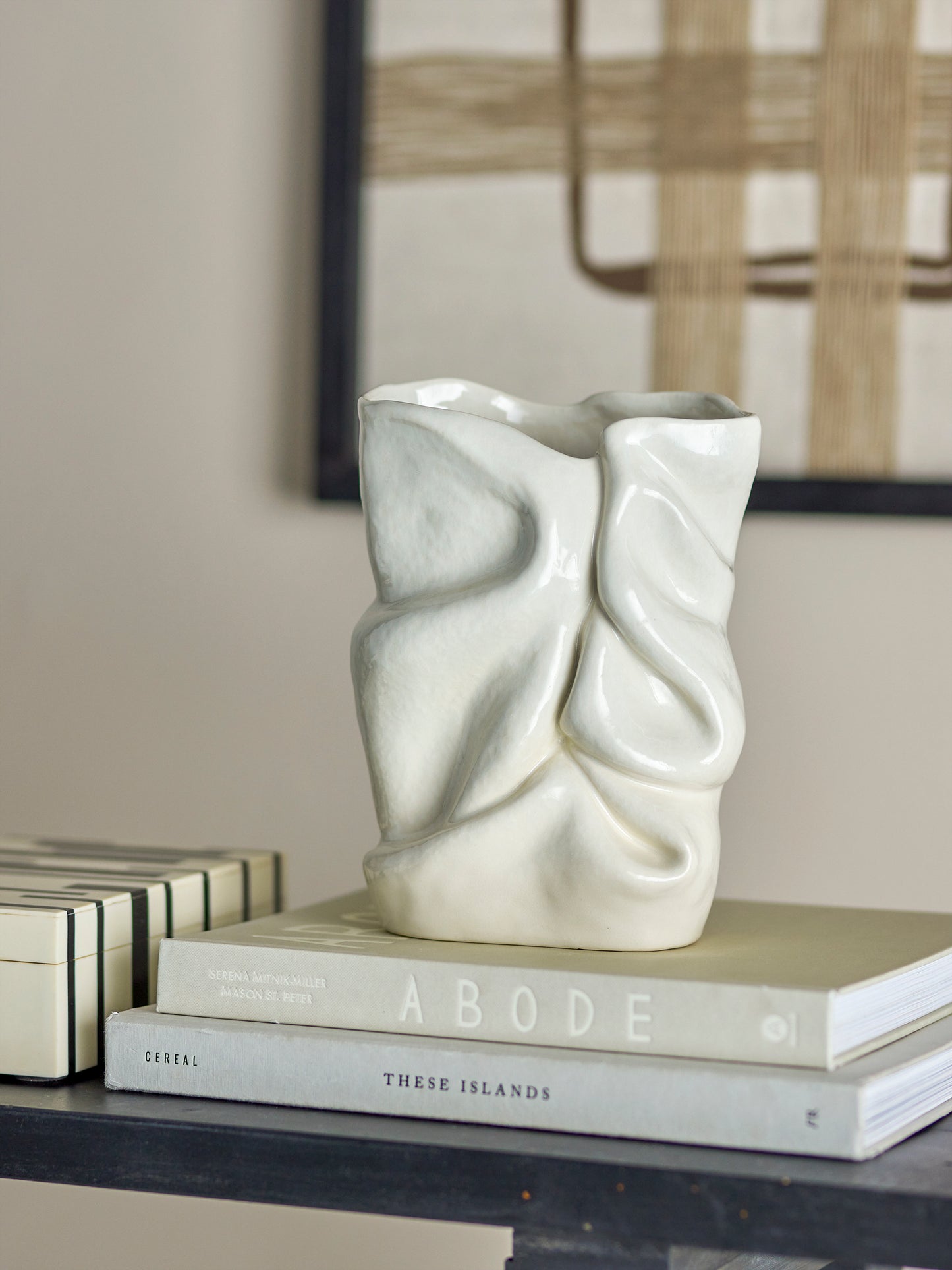 Tekstur Vase, White, Stoneware