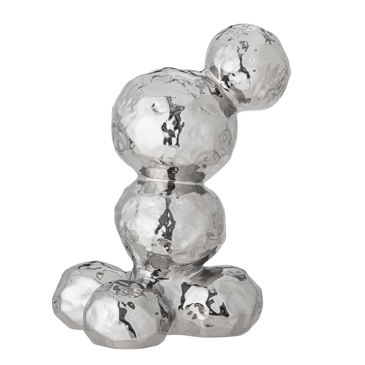 Mikkie Deco figur i steintøy med blank kromfinish – organisk bobleform