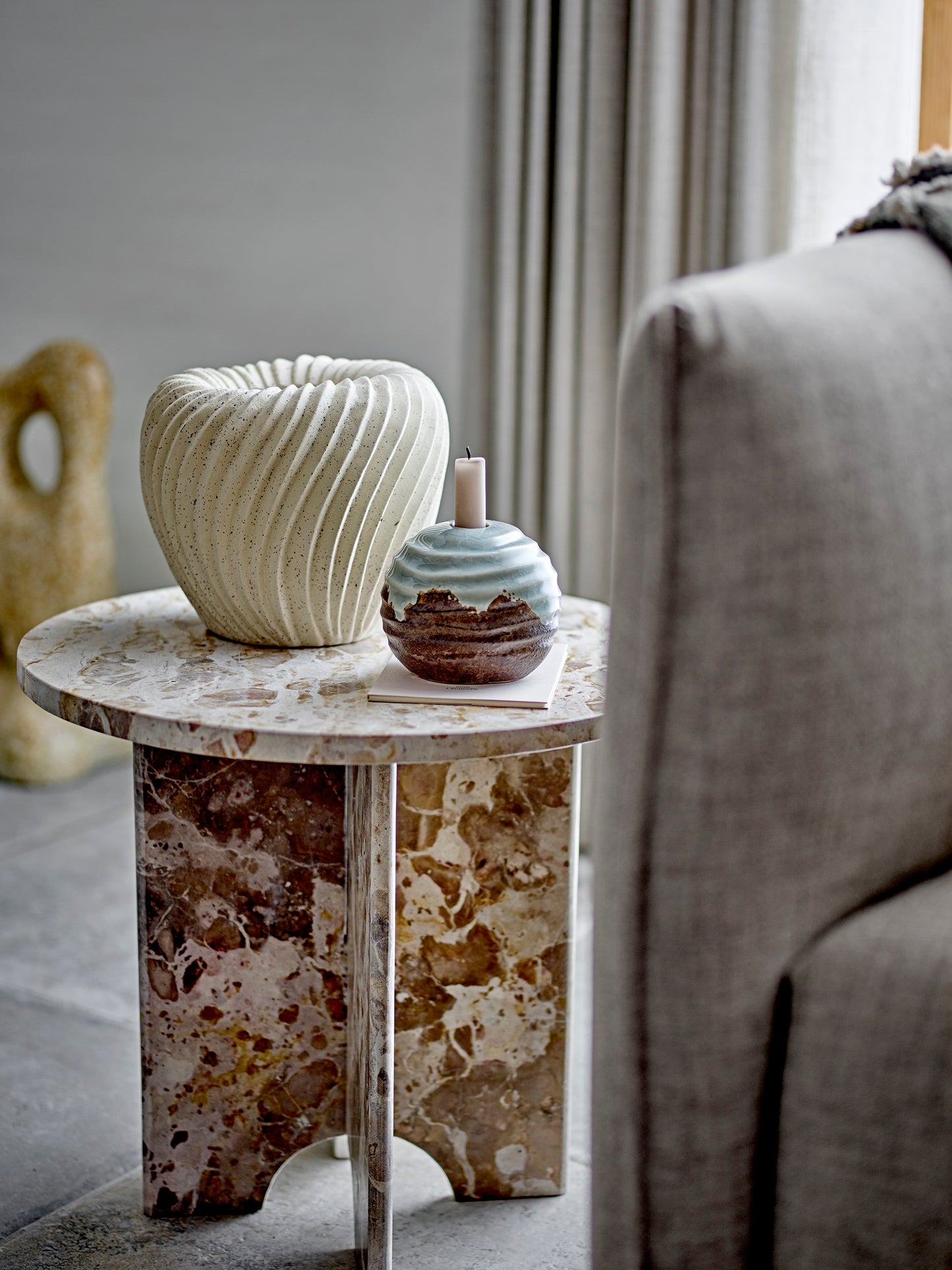 Sora, Sidebord, Brun, Marmor