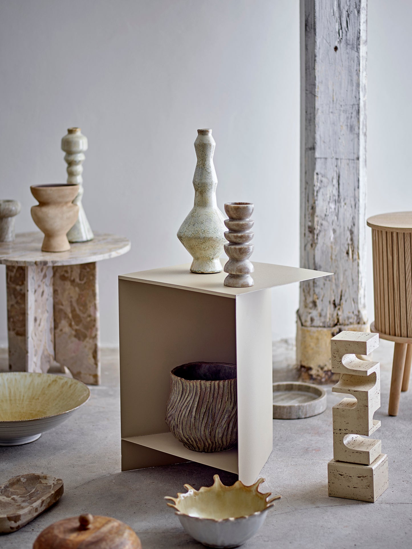 Sora, Sidebord, Brun, Marmor