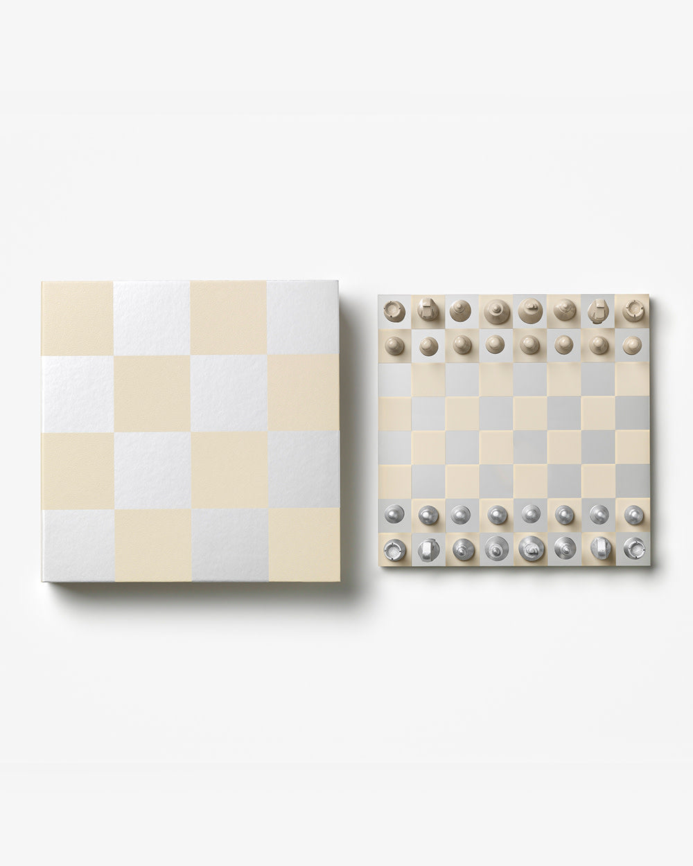 Sjakkspill "Speilbrett", Beige / Sølv