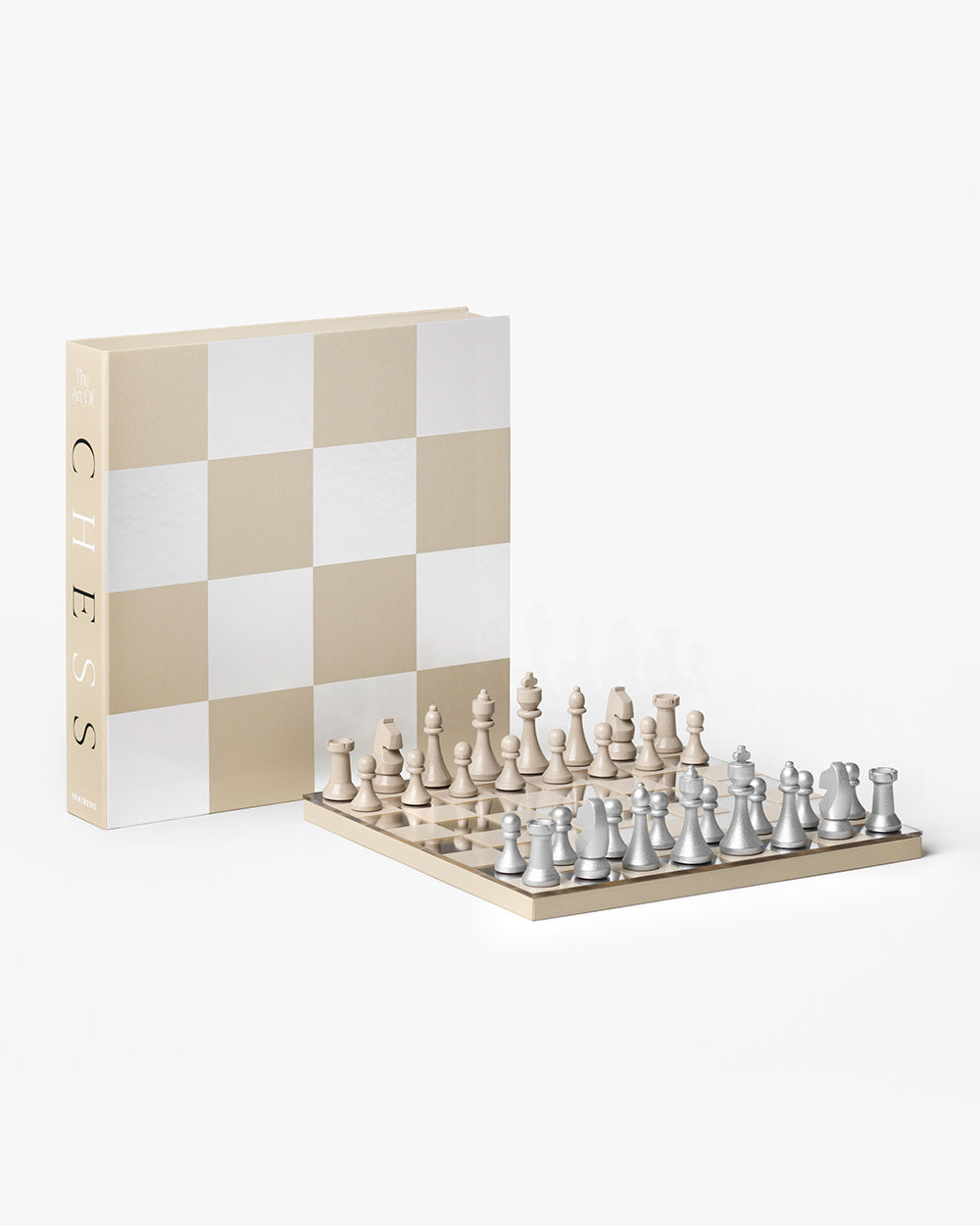Sjakkspill "Speilbrett", Beige / Sølv