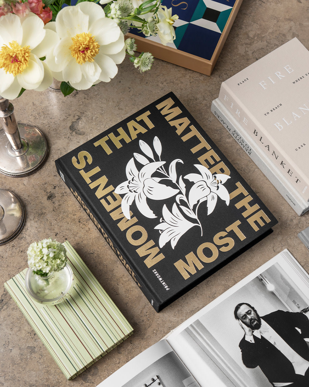 Fotoalbum for Kaffebord, "Tid til Minnene"', Sort & Guld